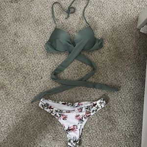 Green and pink bikini